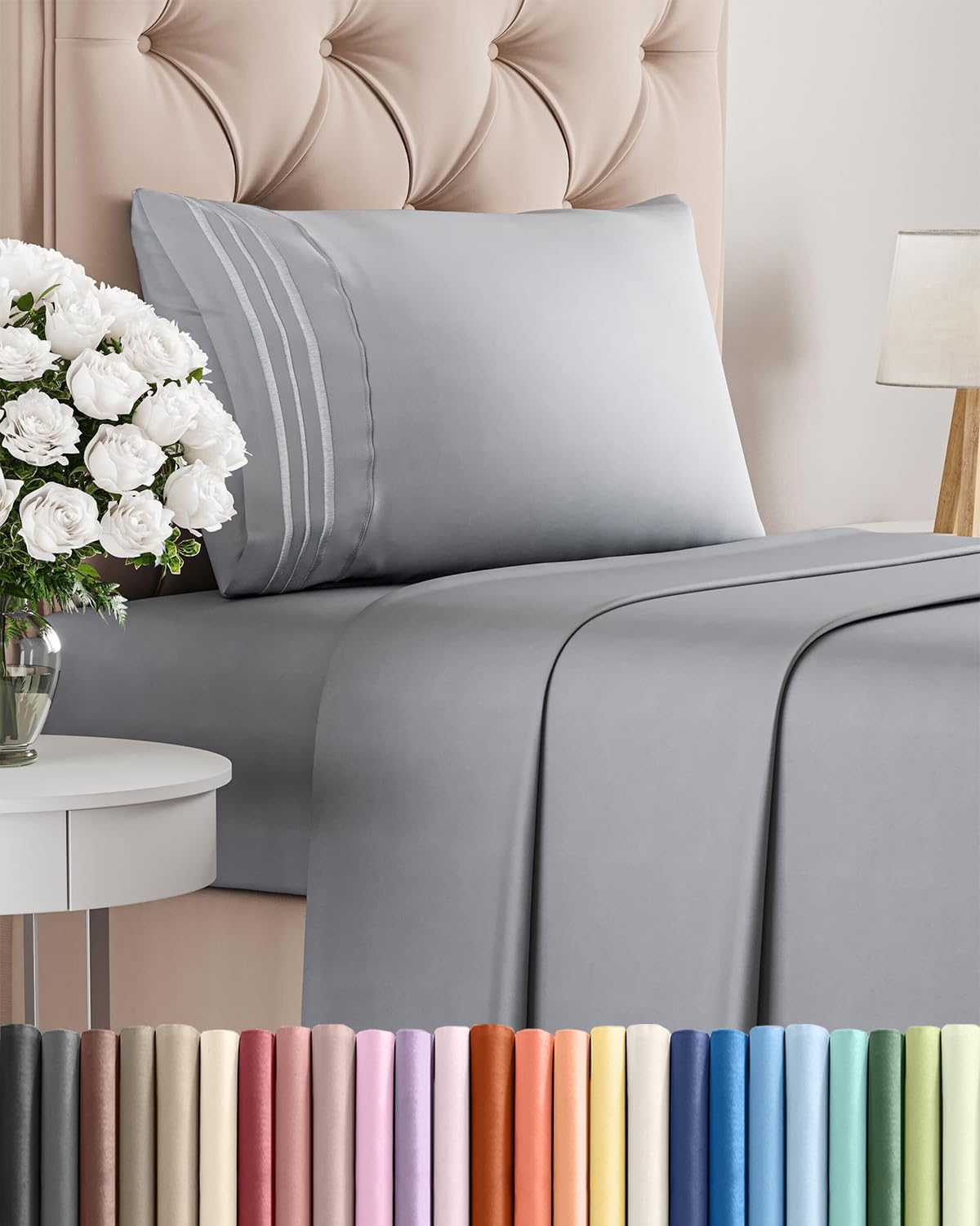 Cooling Sheet Set 4 Piece Ultra Soft Deep Pocket Breathable Bedding