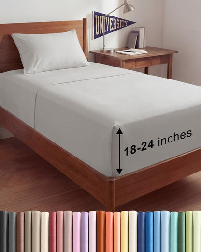 Bamboo Cooling Sheet Set Deep Pocket Breathable Bed Sheets 4 Piece