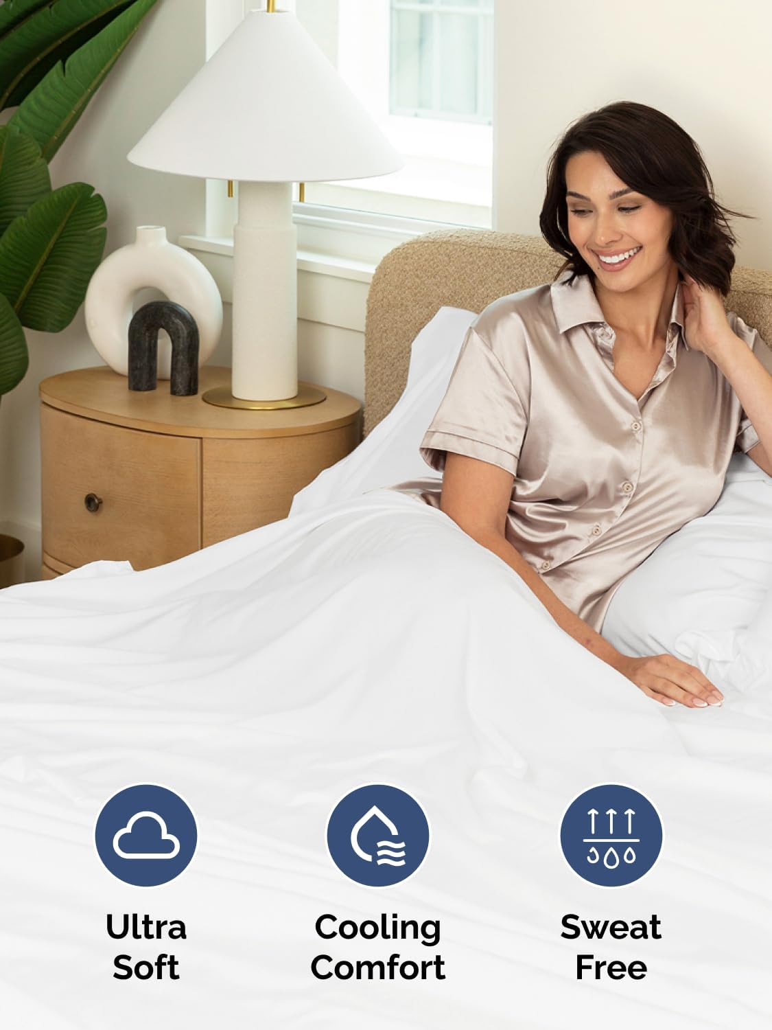 Bamboo Cooling Sheet Set Deep Pocket Breathable Bed Sheets 4 Piece