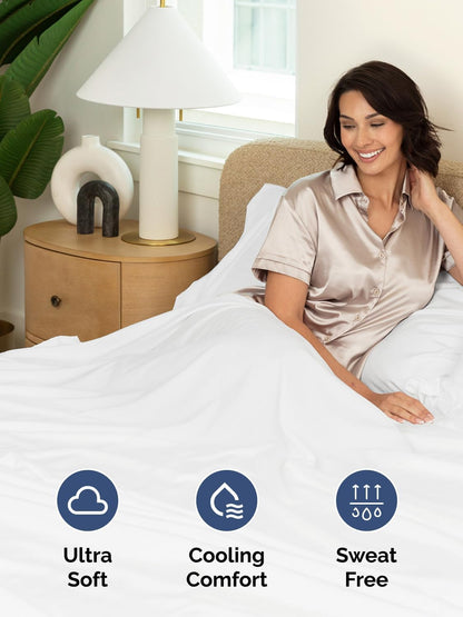 Bamboo Cooling Sheet Set Deep Pocket Breathable Bed Sheets 4 Piece
