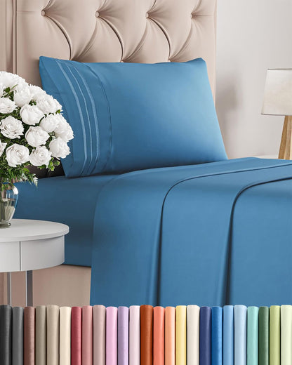 Cooling Sheet Set 4 Piece Ultra Soft Deep Pocket Breathable Bedding