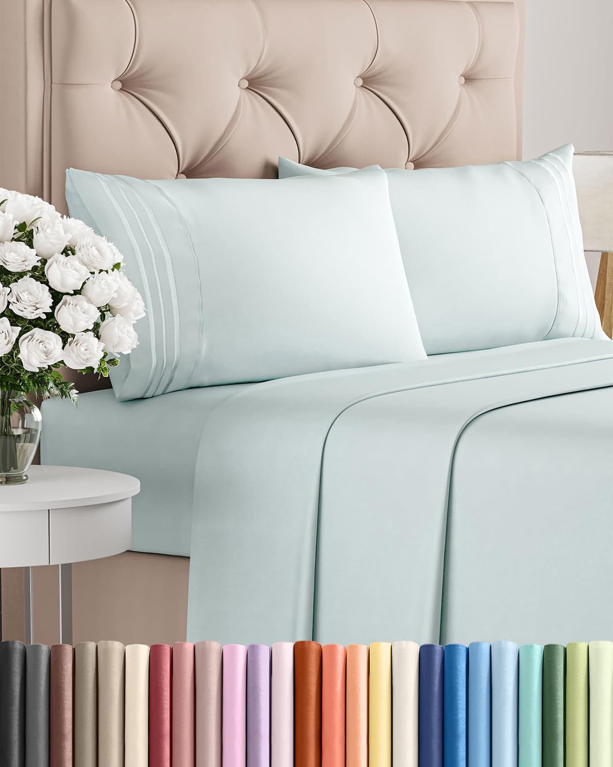 Cooling Sheet Set 4 Piece Ultra Soft Deep Pocket Breathable Bedding