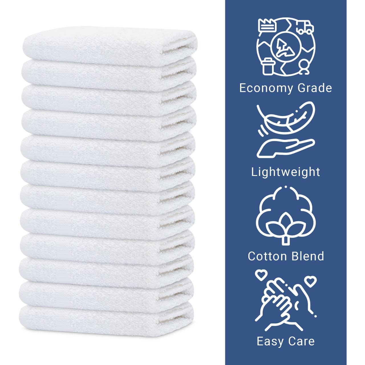 Cotton Washcloth Set 12x12 Kitchen Cleaning Cloths Commercial Grade Towels