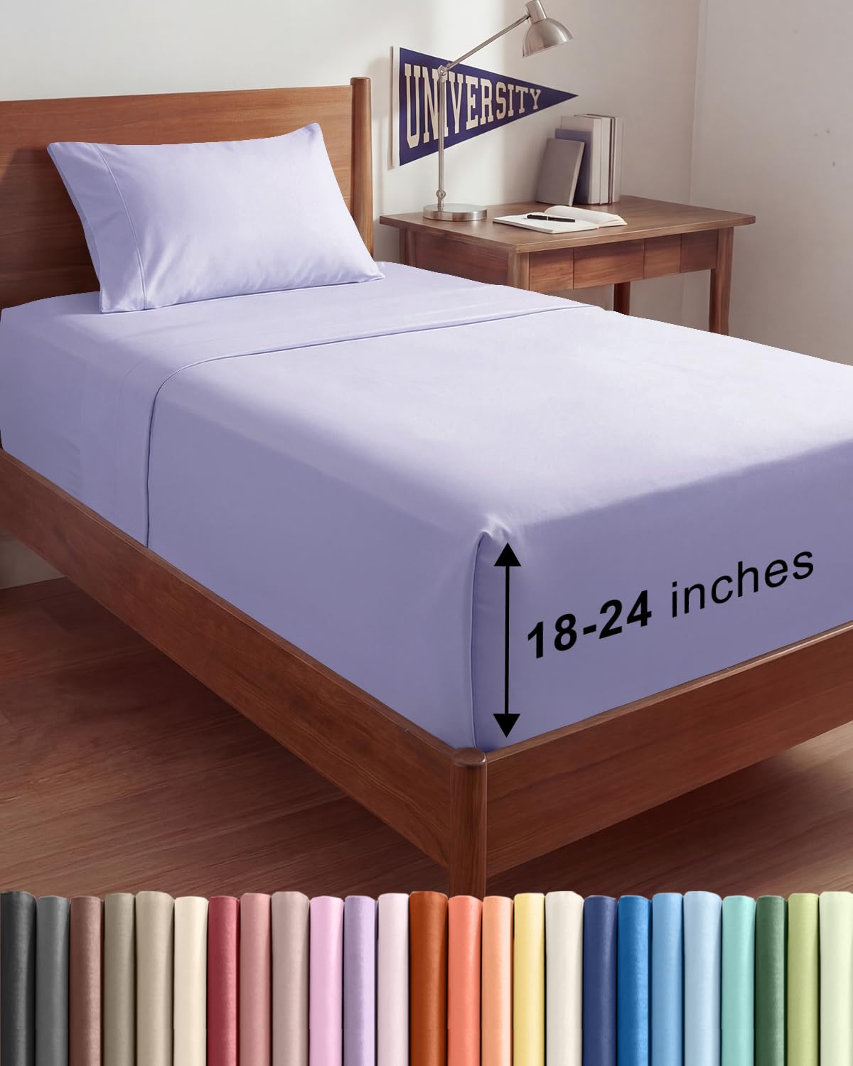 Bamboo Cooling Sheet Set Deep Pocket Breathable Bed Sheets 4 Piece