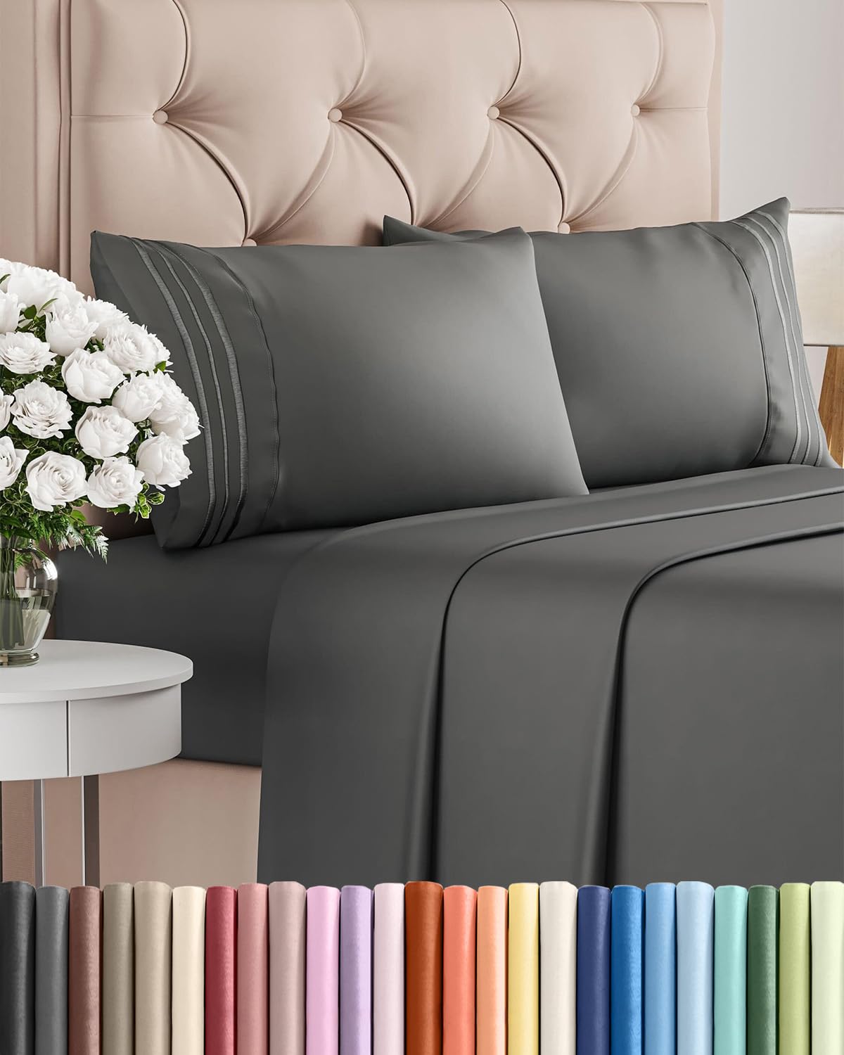 Cooling Sheet Set 4 Piece Ultra Soft Deep Pocket Breathable Bedding