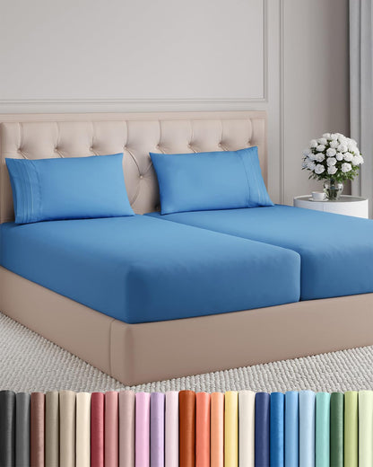 Cooling Sheet Set 4 Piece Ultra Soft Deep Pocket Breathable Bedding
