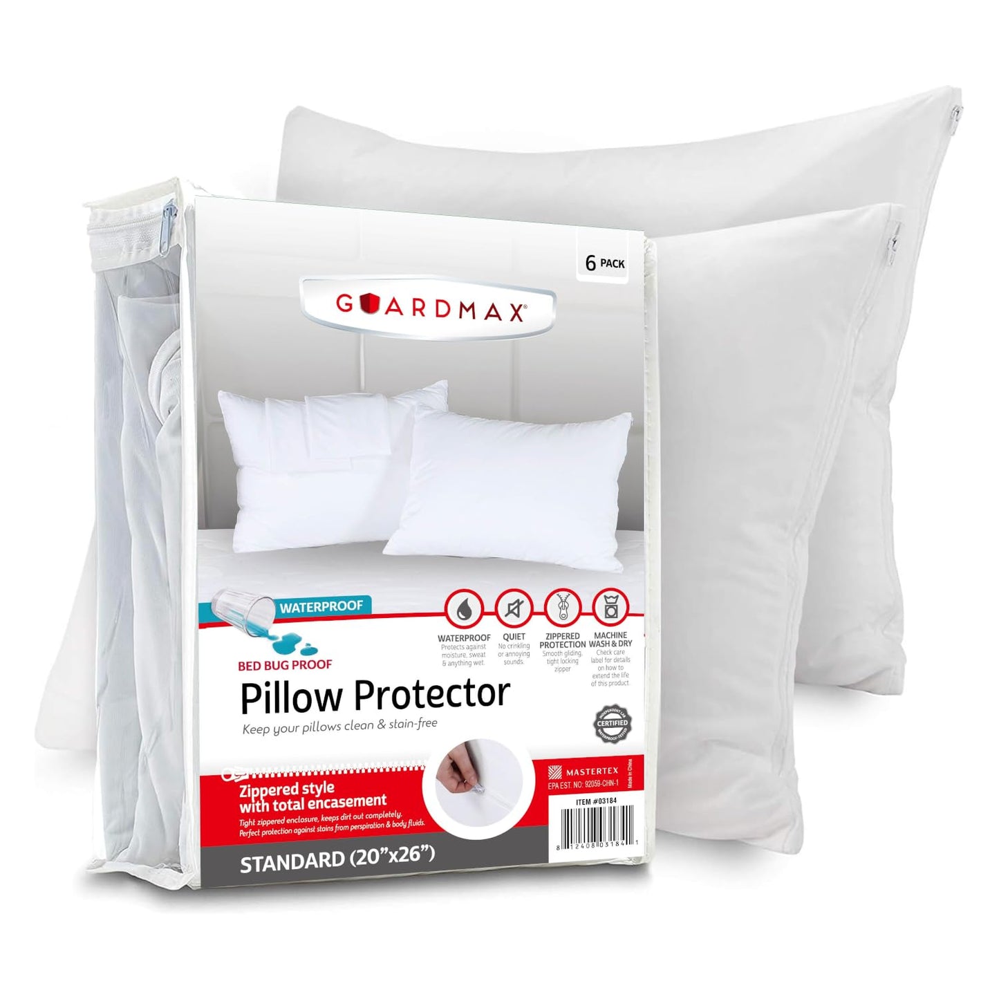 Waterproof Knitted Pillow Protector Zippered Bed Bug Proof Hypoallergenic Pillow Cover