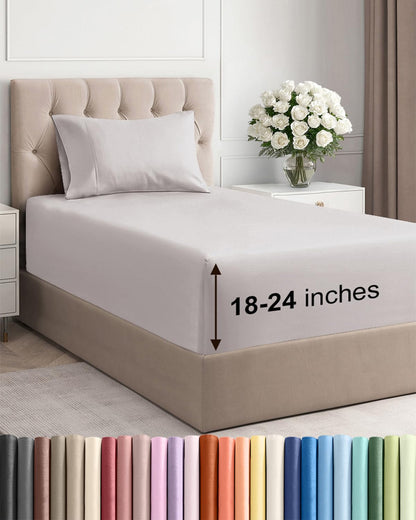 Bamboo Cooling Sheet Set Deep Pocket Breathable Bed Sheets 4 Piece