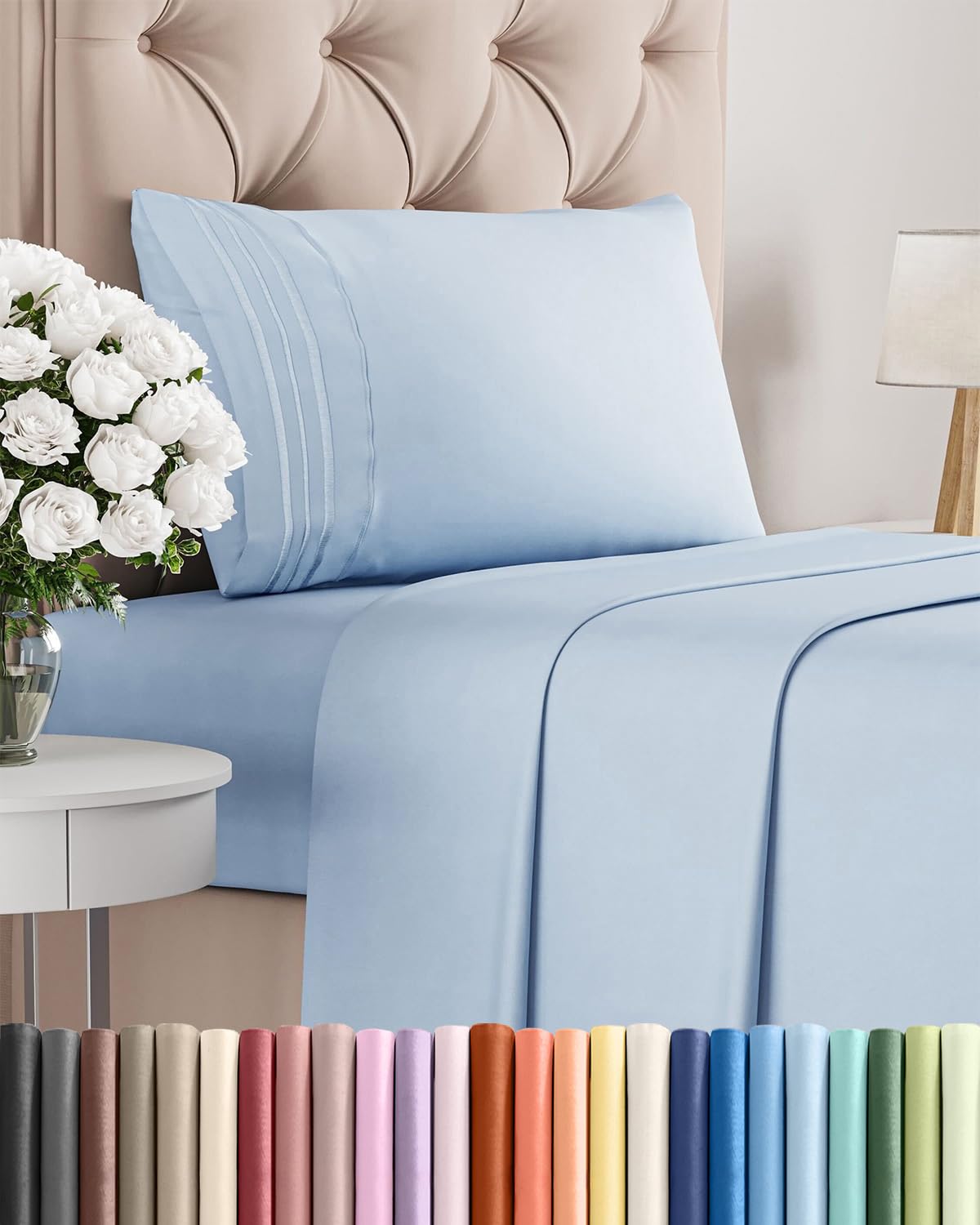 Cooling Sheet Set 4 Piece Ultra Soft Deep Pocket Breathable Bedding