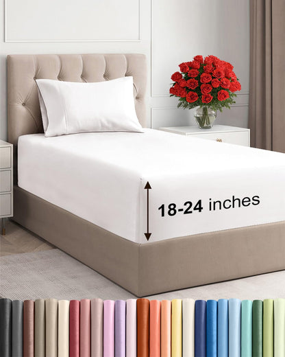 Bamboo Cooling Sheet Set Deep Pocket Breathable Bed Sheets 4 Piece