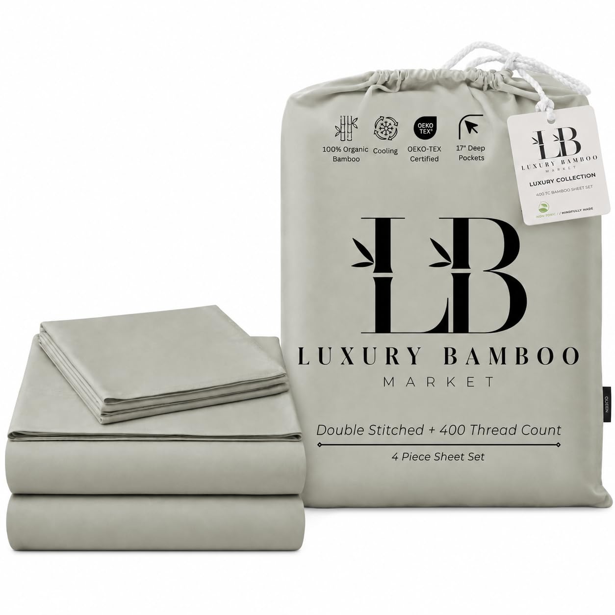 Bamboo Full Sheet Set Cooling Deep Pocket Ultra Soft Bedding
