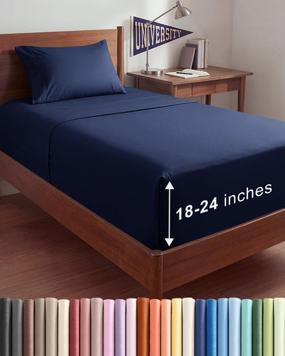 Bamboo Cooling Sheet Set Deep Pocket Breathable Bed Sheets 4 Piece