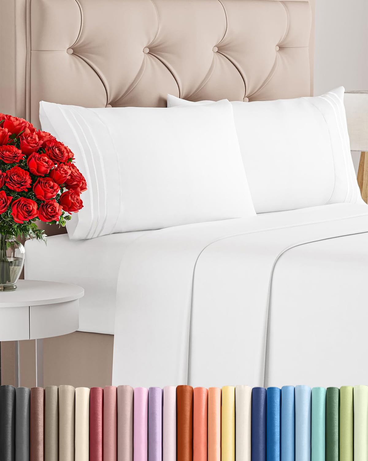 Cooling Sheet Set 4 Piece Ultra Soft Deep Pocket Breathable Bedding