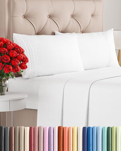 Cooling Sheet Set 4 Piece Ultra Soft Deep Pocket Breathable Bedding