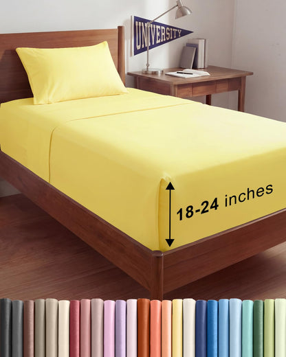 Bamboo Cooling Sheet Set Deep Pocket Breathable Bed Sheets 4 Piece