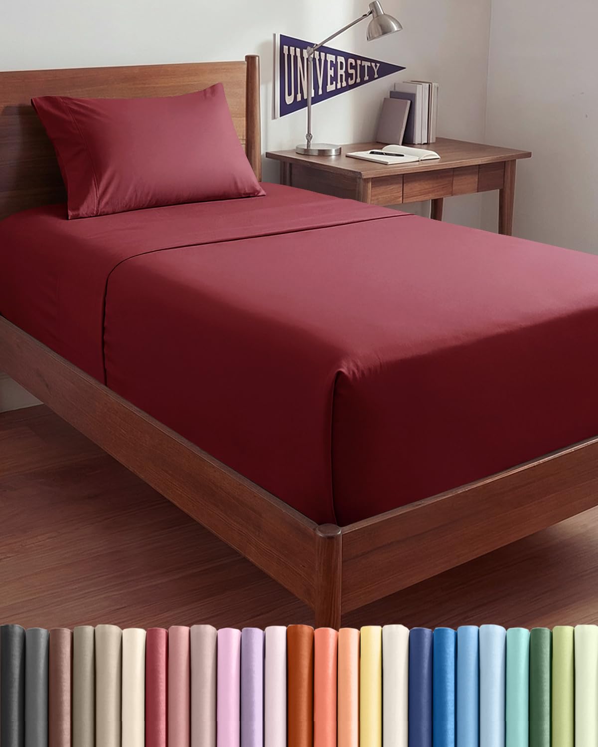 Bamboo Cooling Sheet Set Deep Pocket Breathable Bed Sheets 4 Piece