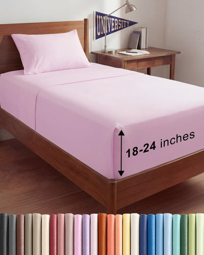 Bamboo Cooling Sheet Set Deep Pocket Breathable Bed Sheets 4 Piece