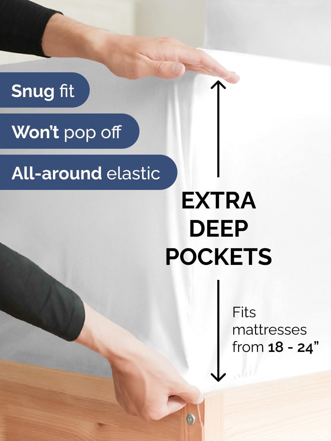 Bamboo Cooling Sheet Set Deep Pocket Breathable Bed Sheets 4 Piece