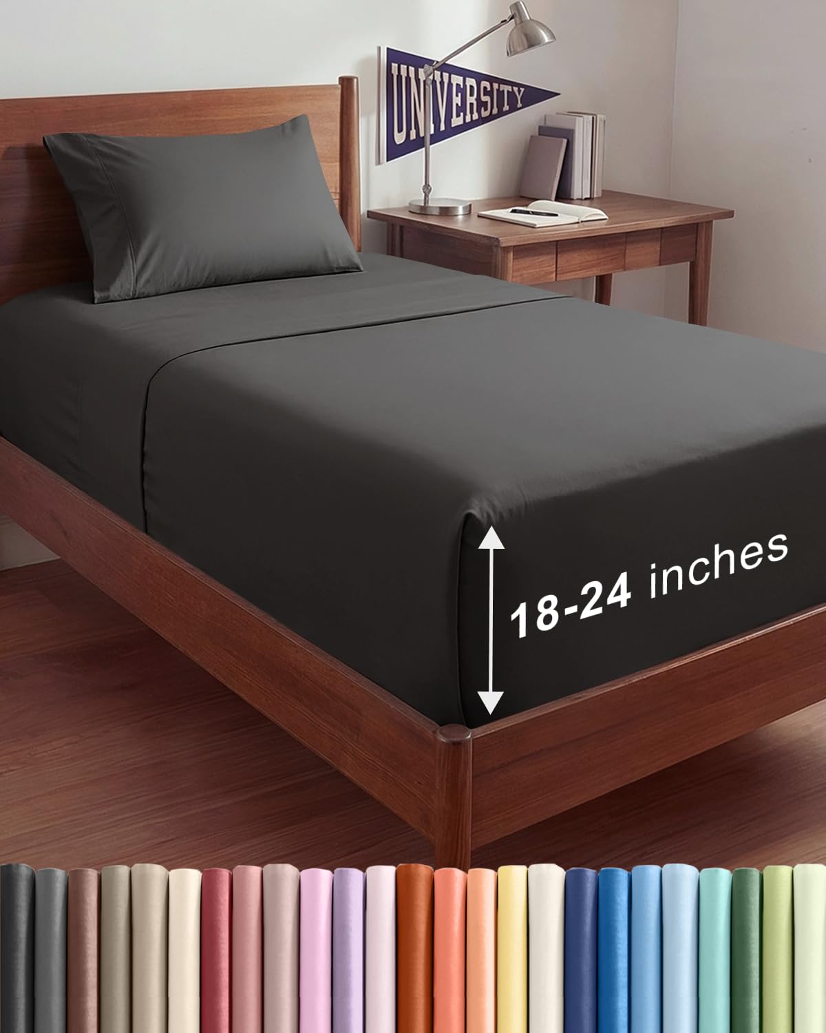 Bamboo Cooling Sheet Set Deep Pocket Breathable Bed Sheets 4 Piece