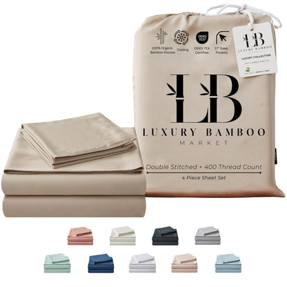 Bamboo Full Sheet Set Cooling Deep Pocket Ultra Soft Bedding