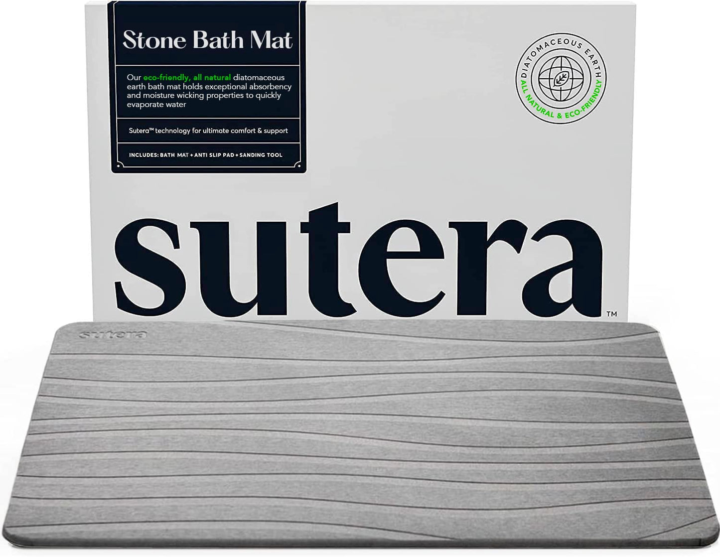 Diatomaceous Earth Bath Mat Quick Dry Non Slip Absorbent Bathroom Floor Mat