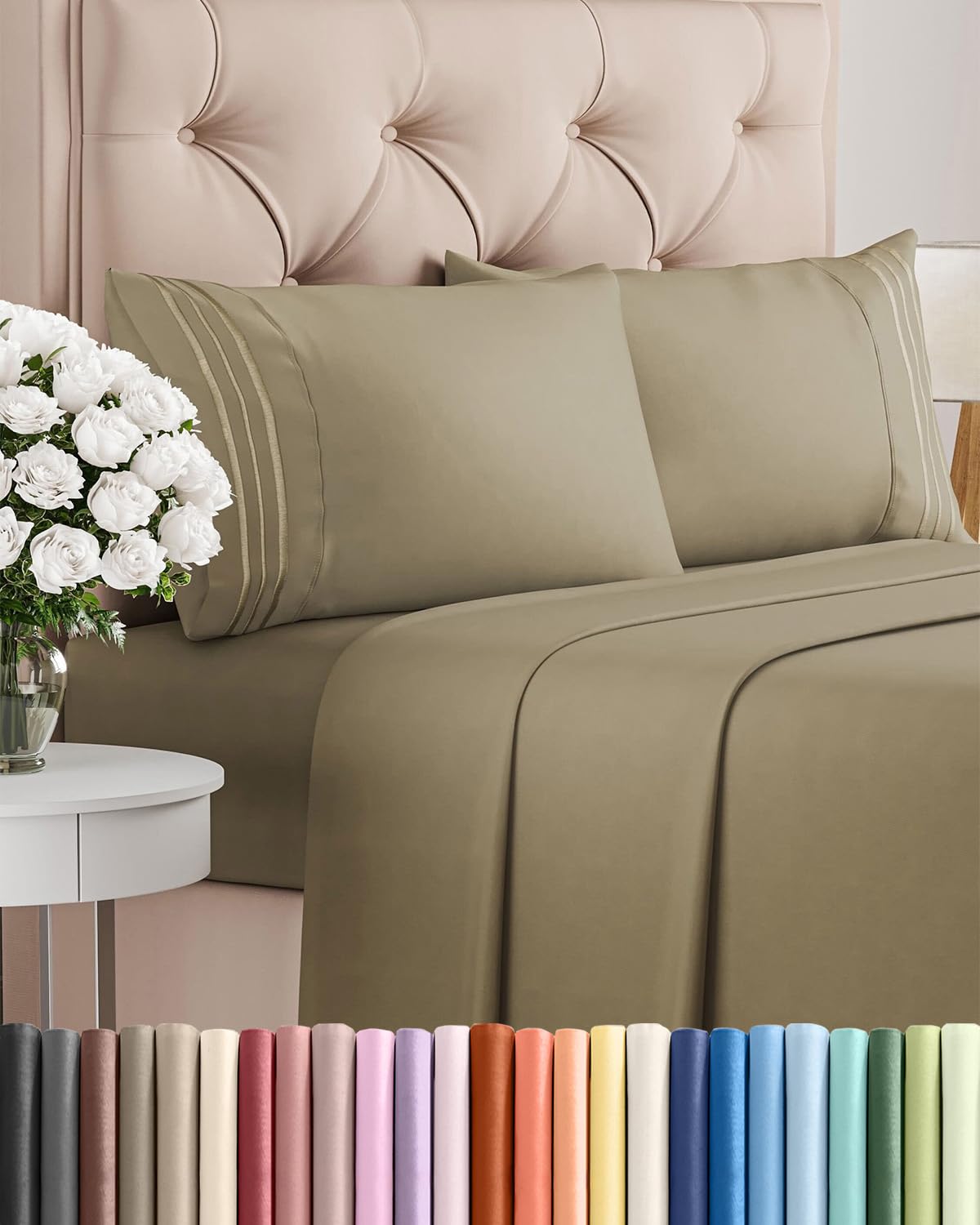 Cooling Sheet Set 4 Piece Ultra Soft Deep Pocket Breathable Bedding