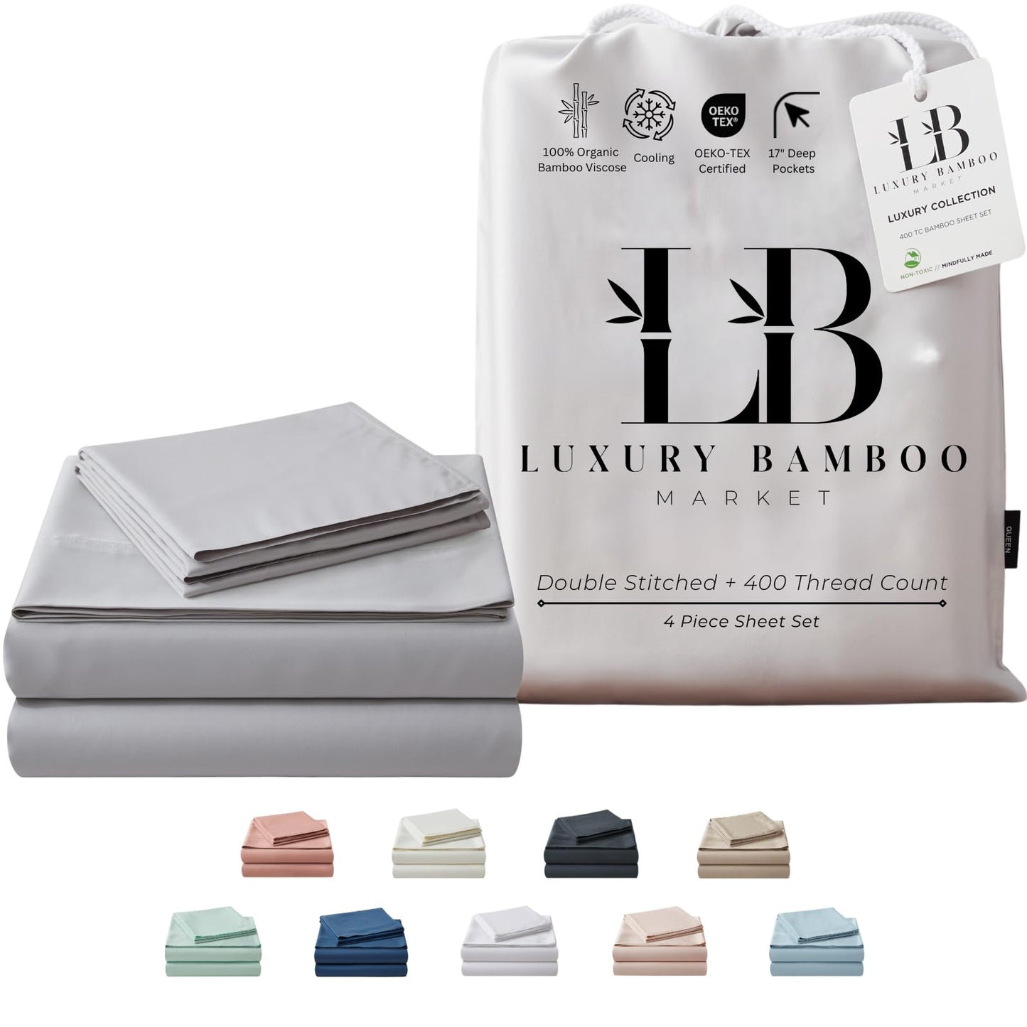 Bamboo Full Sheet Set Cooling Deep Pocket Ultra Soft Bedding