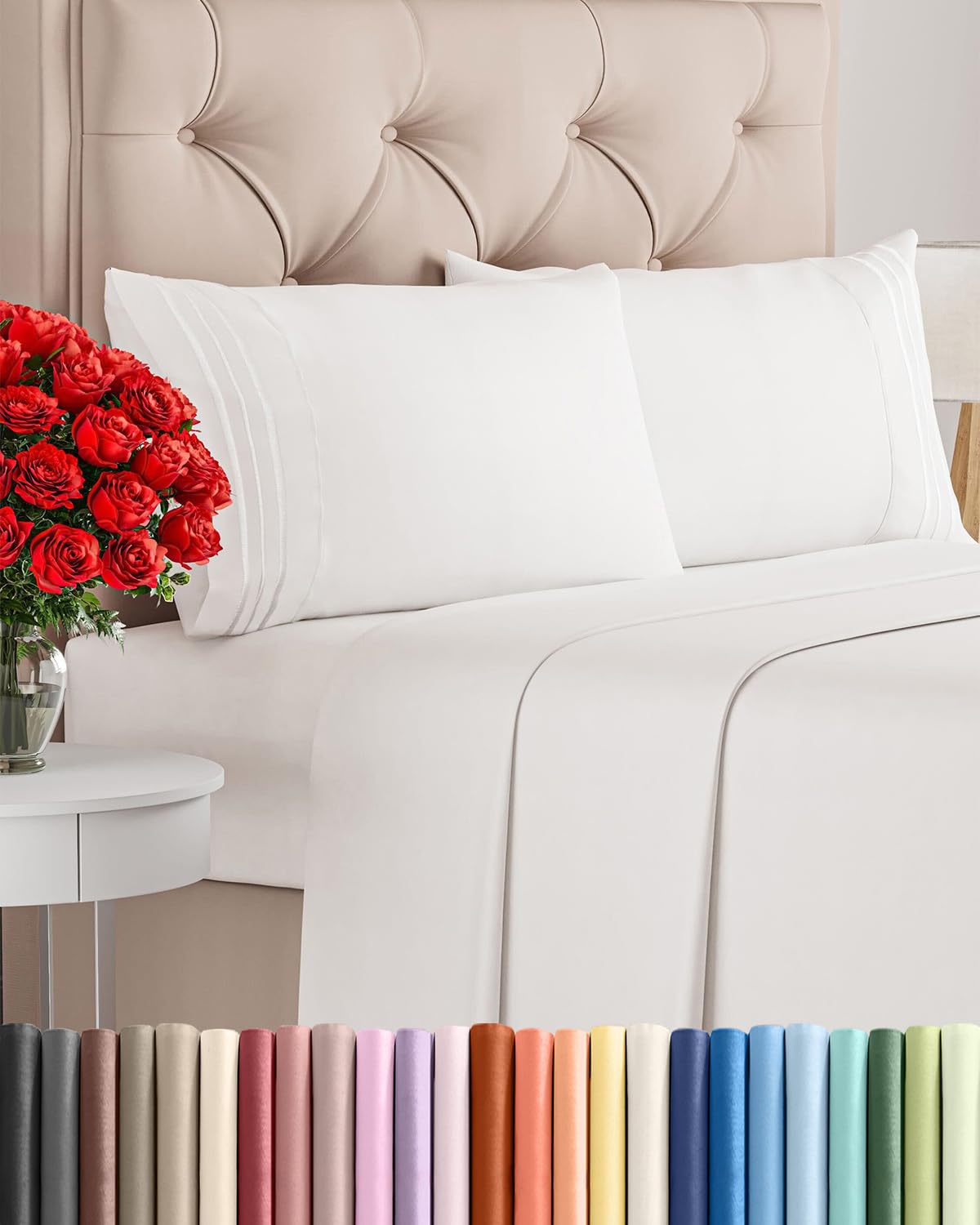 Cooling Sheet Set 4 Piece Ultra Soft Deep Pocket Breathable Bedding