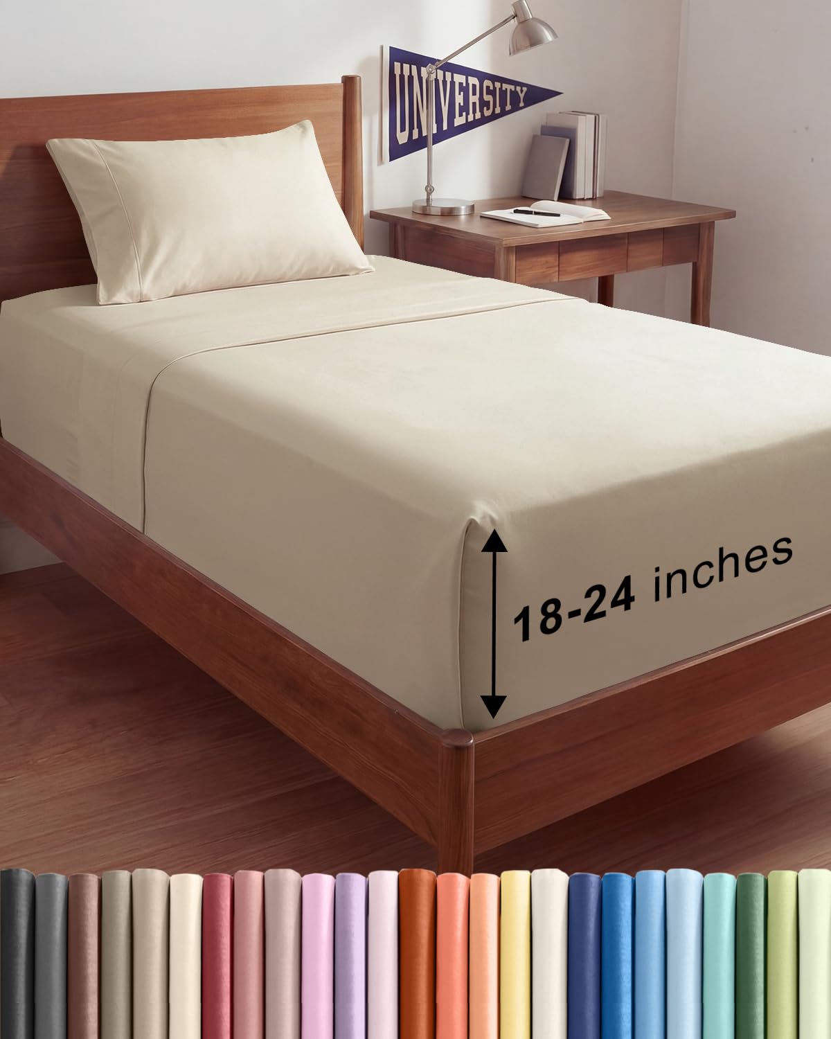 Bamboo Cooling Sheet Set Deep Pocket Breathable Bed Sheets 4 Piece