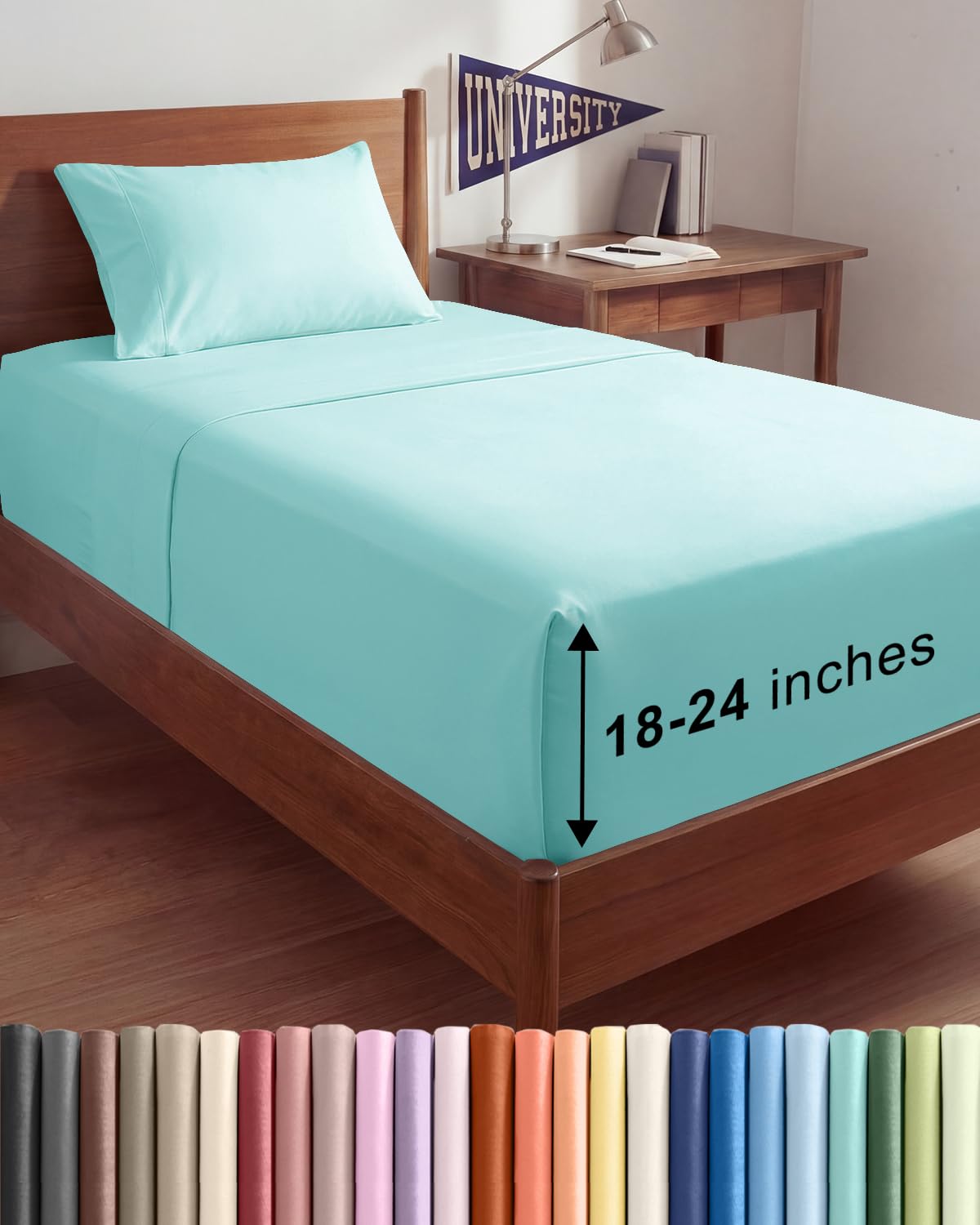 Bamboo Cooling Sheet Set Deep Pocket Breathable Bed Sheets 4 Piece