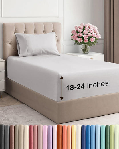 Bamboo Cooling Sheet Set Deep Pocket Breathable Bed Sheets 4 Piece