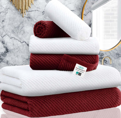 Cotton Bath Towel Set 6 Piece Soft Quick Dry Bathroom Towels Large Gift Set