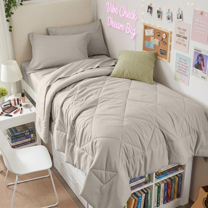 Comforter Set 7 Piece Bed in a Bag All Season Down Alternative Bedding