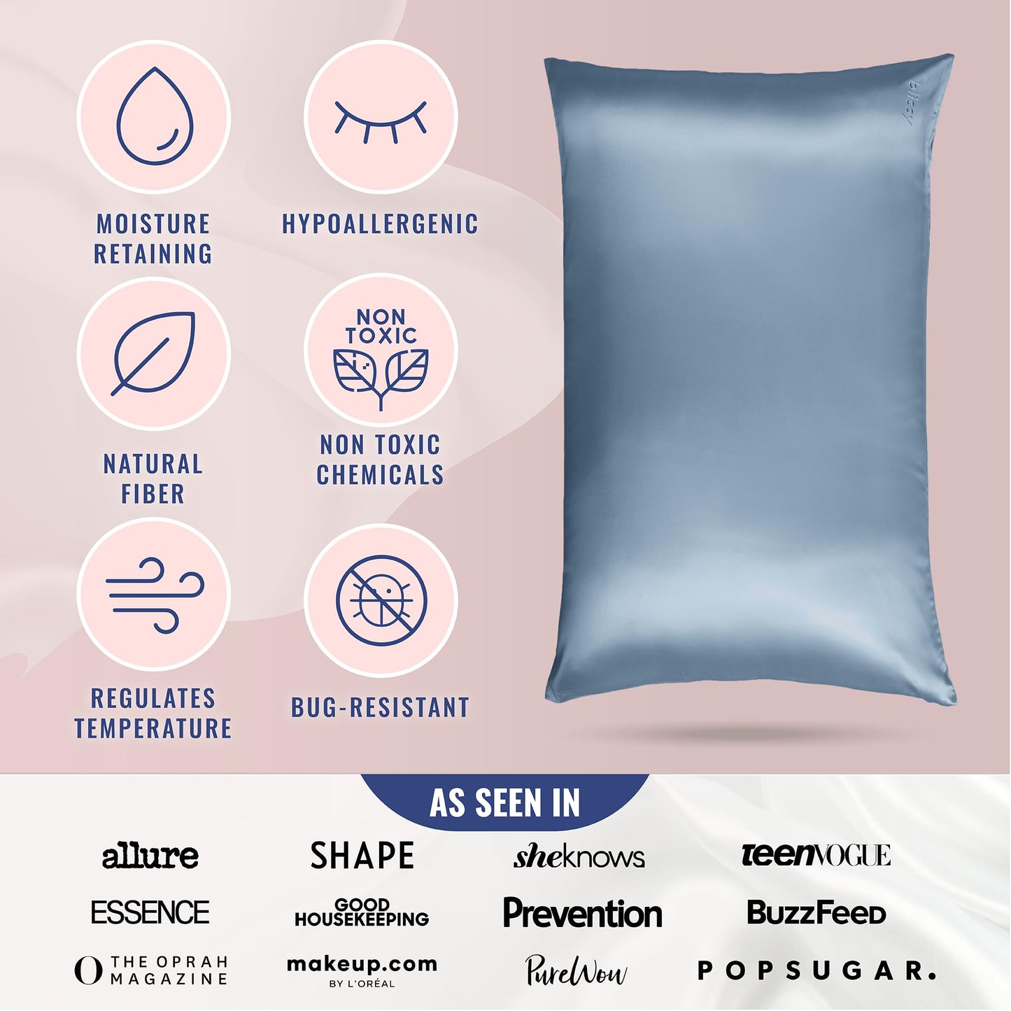 Silk Pillowcase 100% Mulberry Silk 22 Momme Smooth Hair Skin Pillow Cover
