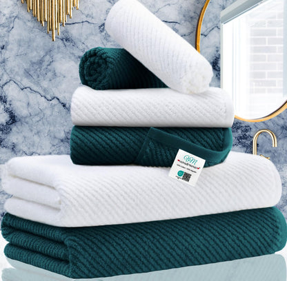 Cotton Bath Towel Set 6 Piece Soft Quick Dry Bathroom Towels Large Gift Set