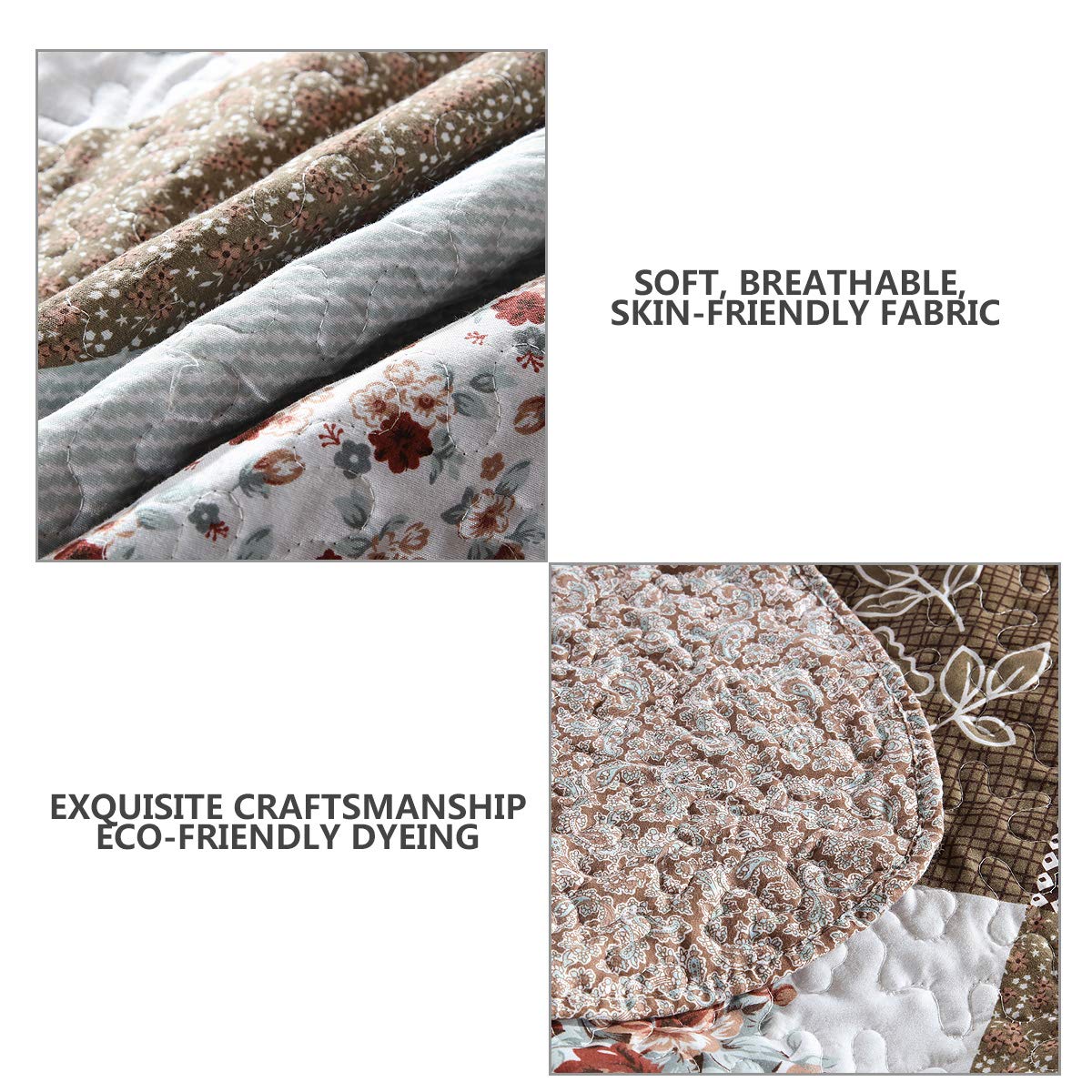 Floral Quilt Set 3 Piece Oversized Bedspread Coverlet Set Lightweight Bedding
