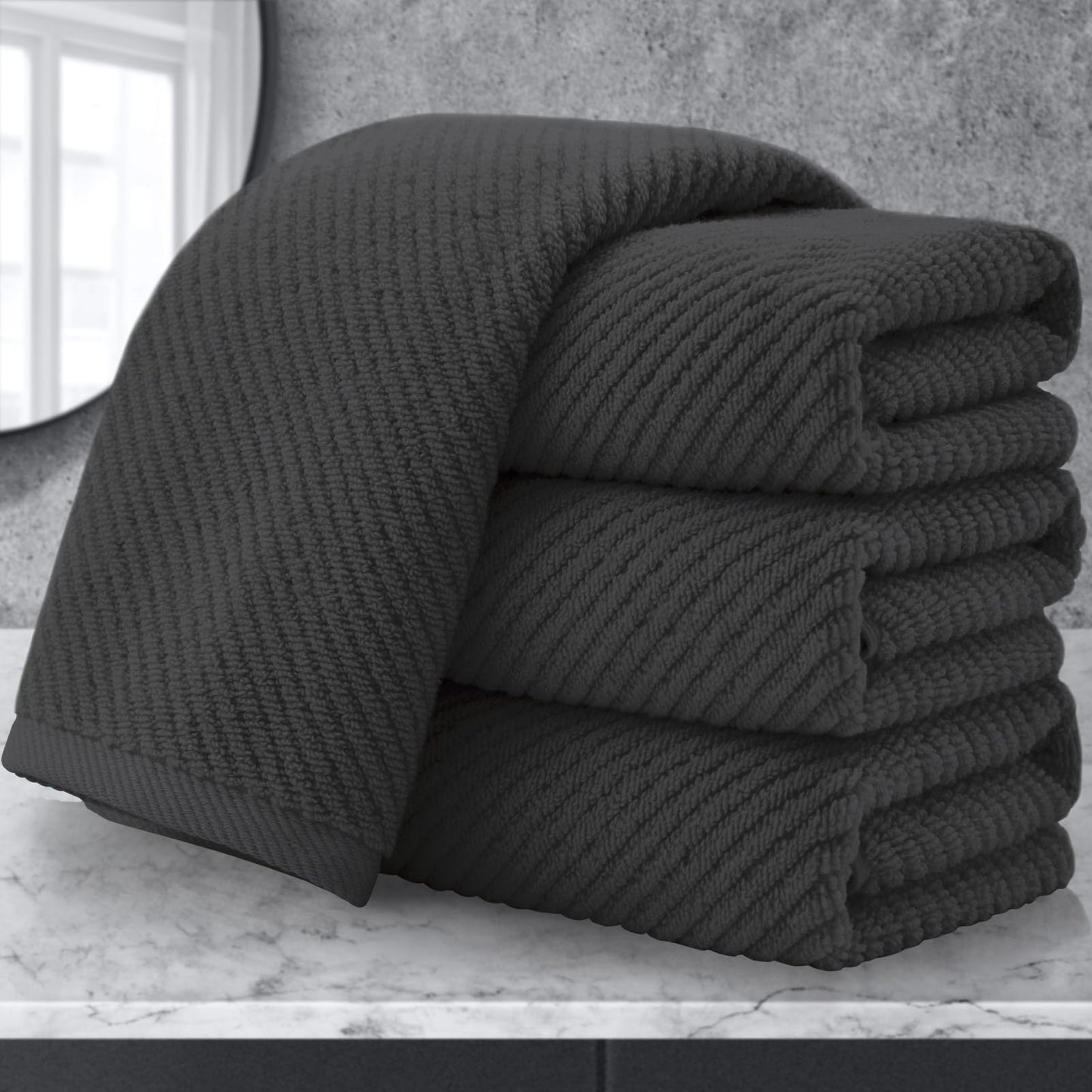 Cotton Bath Towel Set 6 Piece Soft Quick Dry Bathroom Towels Large Gift Set