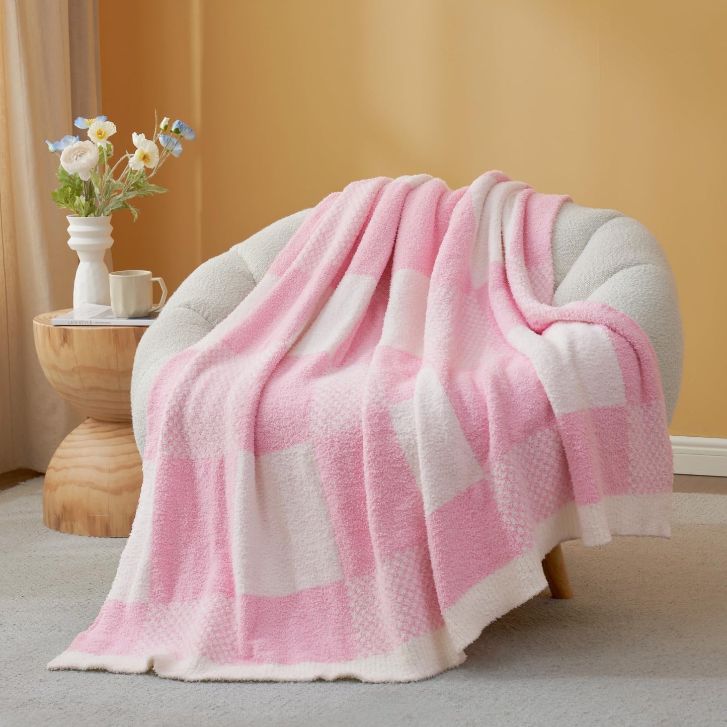 Checkered Microfiber Throw Blanket Soft Couch Sofa Bed Decorative Blanket