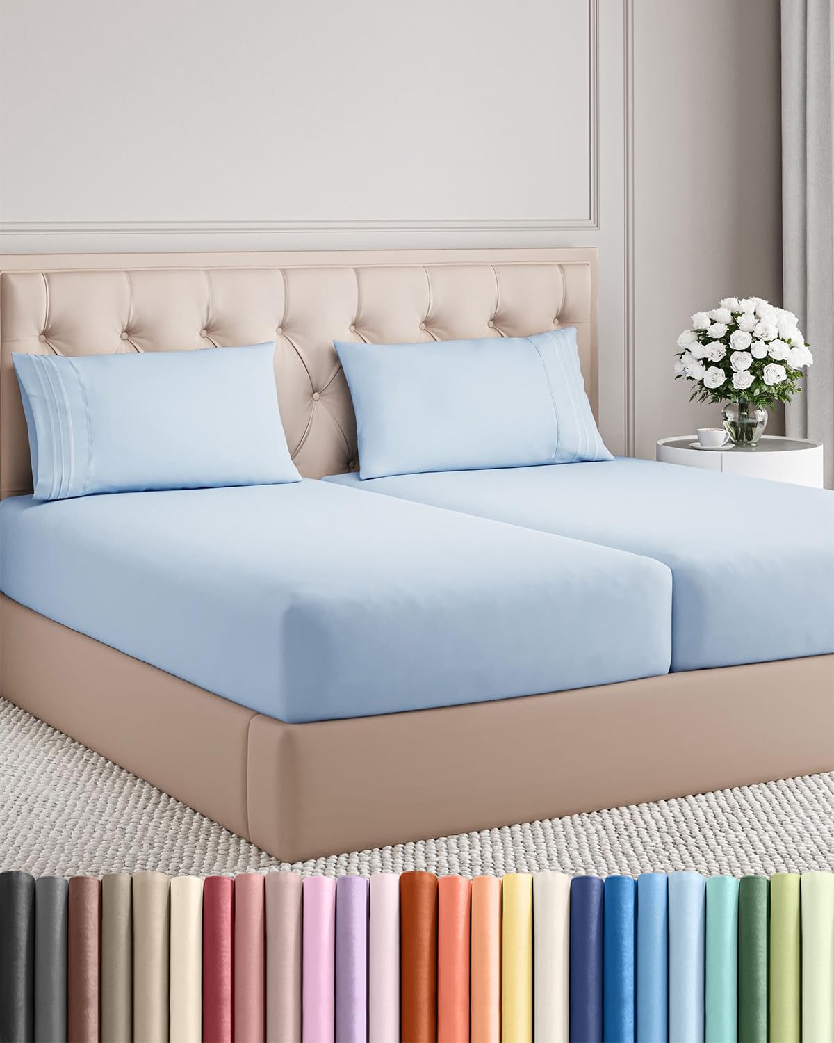 Cooling Sheet Set 4 Piece Ultra Soft Deep Pocket Breathable Bedding