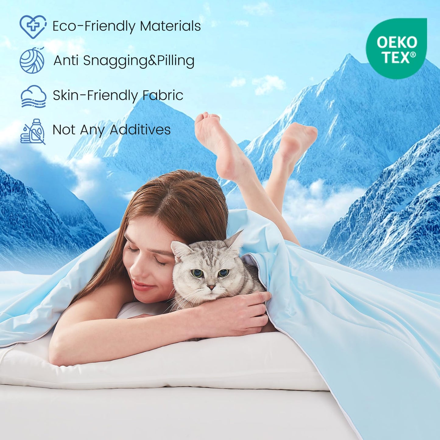 Cooling Comforter Double Sided Lightweight Ice Blanket Q-Max Breathable Summer Bedding