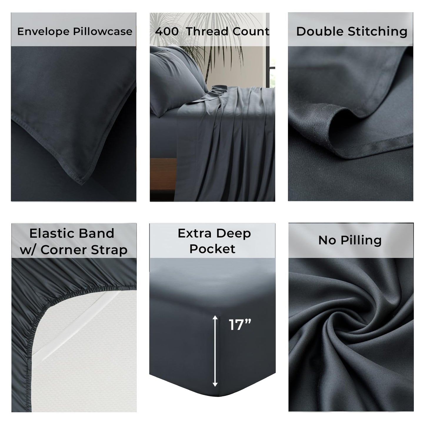 Bamboo Full Sheet Set Cooling Deep Pocket Ultra Soft Bedding