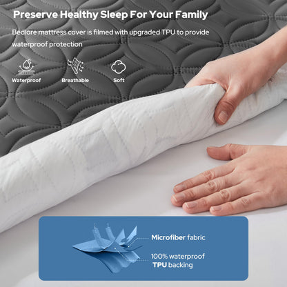 Quilted Waterproof Mattress Protector Deep Pocket Breathable Fitted Mattress Cover
