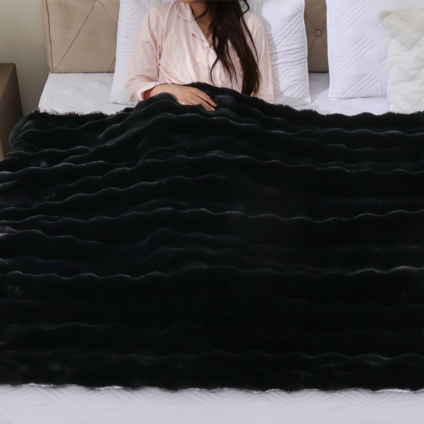Fluffy Faux Fur Throw Blanket Soft Plush Thick Couch Bed Blanket