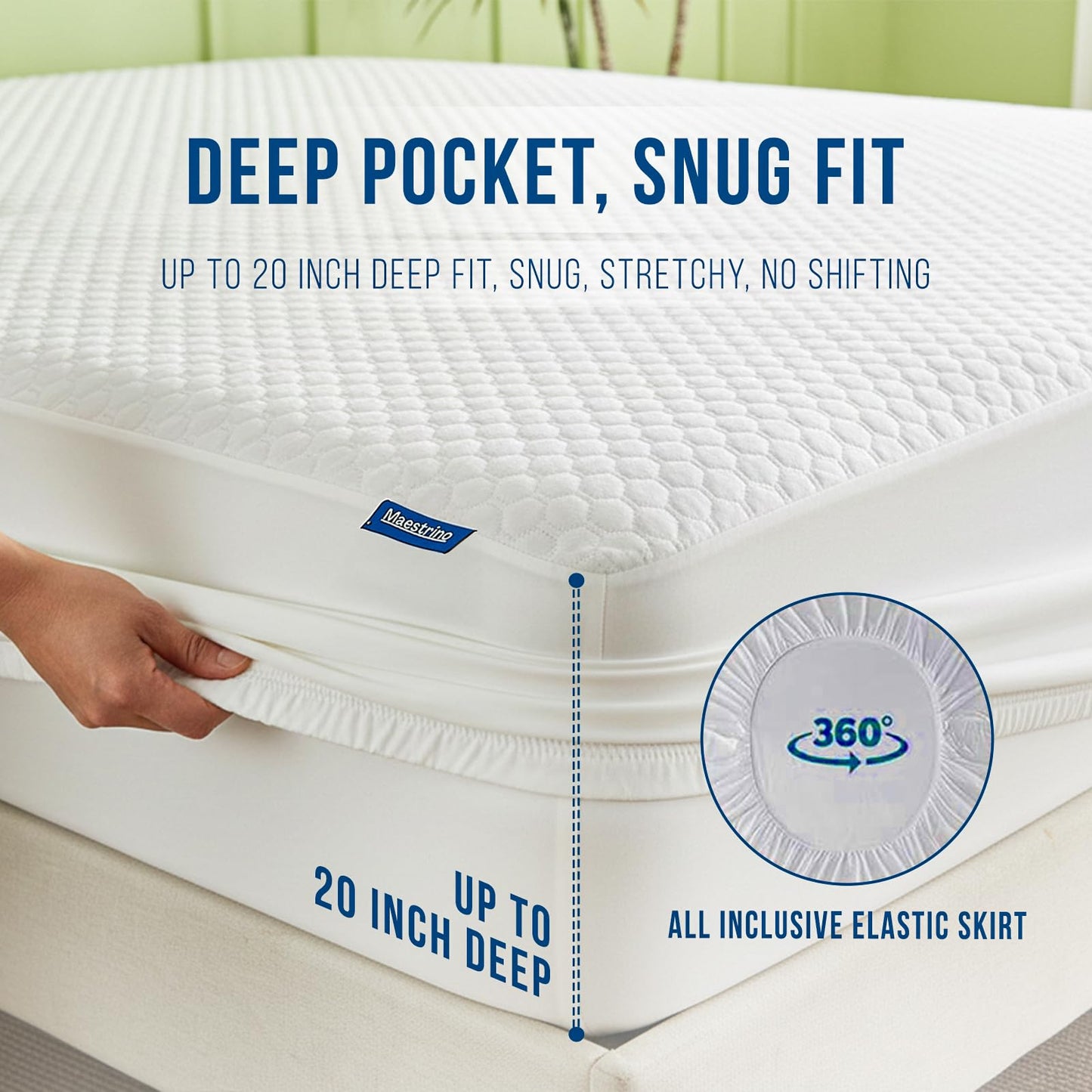 Waterproof Tencel Mattress Protector Deep Pocket Hypoallergenic Temperature Regulating Mattress Pad
