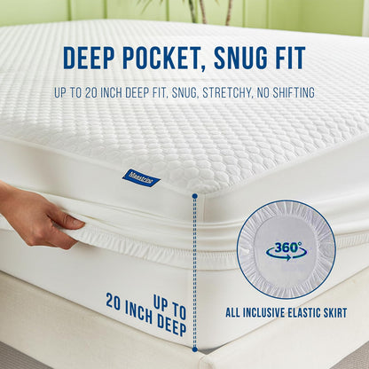 Waterproof Tencel Mattress Protector Deep Pocket Hypoallergenic Temperature Regulating Mattress Pad