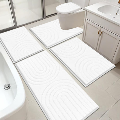 Microfiber Bath Rug Set Non Slip Contour Toilet U Shaped Bathroom Mat