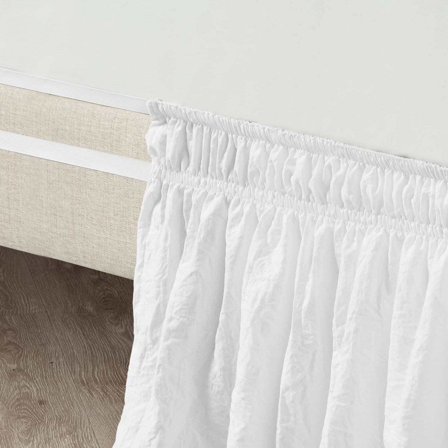 Ruched Ruffle Bed Skirt Elastic Wrap Around Bedding Dust Ruffle