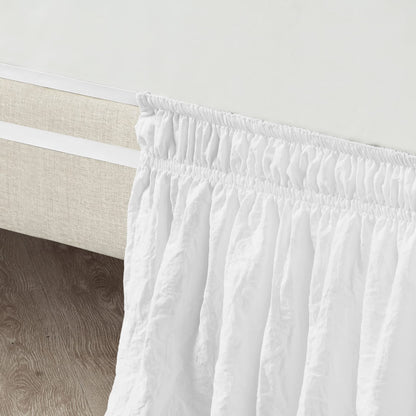 Ruched Ruffle Bed Skirt Elastic Wrap Around Bedding Dust Ruffle