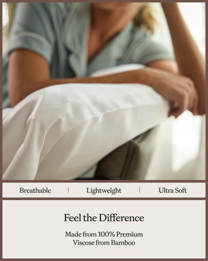 Bamboo Pillowcase Set of 2 Ultra Soft Lightweight Luxury Bedding