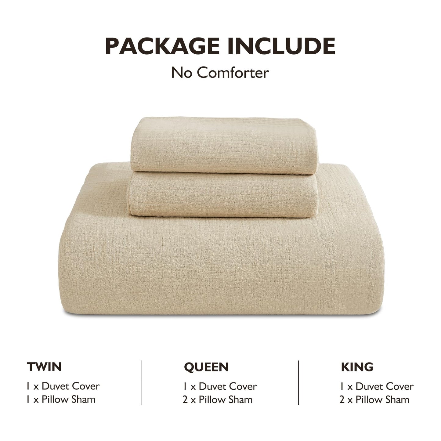 Cotton Muslin Duvet Cover Set Twin Lightweight Breathable Summer Bedding